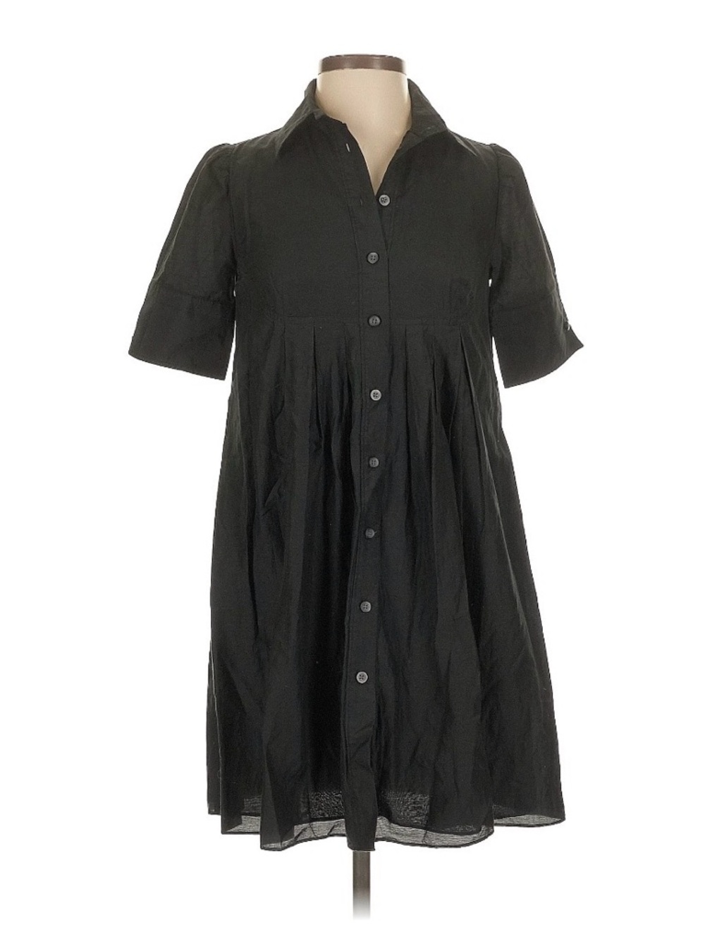 Club Monaco Black a Short Sleeve Button-Up Shirt Dress, 0